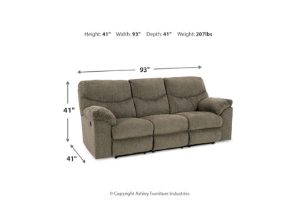 Alphons Manual Reclining Sofa - Putty