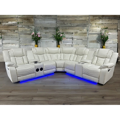 Lucky Charm Sec (White) Reclining Sectional