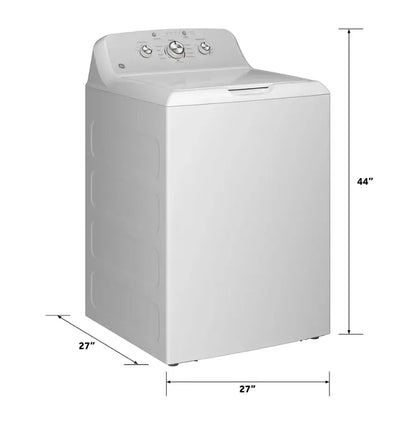 GE - 4.3 Cu. Ft. High-Efficiency Top Load Washer with Cold Plus - White with Silver Matte