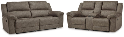 Laresview 2-Piece Reclining Sofa and Loveseat with Console - Fossil