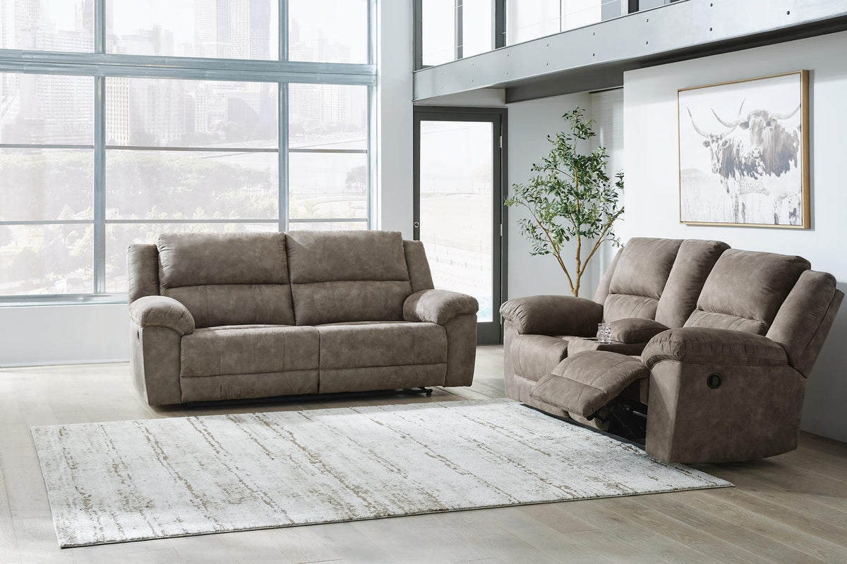 Laresview 2-Piece Reclining Sofa and Loveseat with Console - Fossil