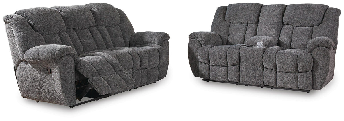 Foreside 2-Piece Reclining Sofa and Loveseat with Console - Charcoal