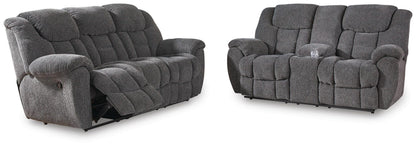 Foreside 2-Piece Reclining Sofa and Loveseat with Console - Charcoal