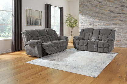 Foreside 2-Piece Reclining Sofa and Loveseat with Console - Charcoal