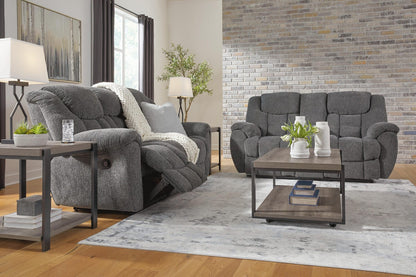 Foreside 2-Piece Reclining Sofa and Loveseat with Console - Charcoal
