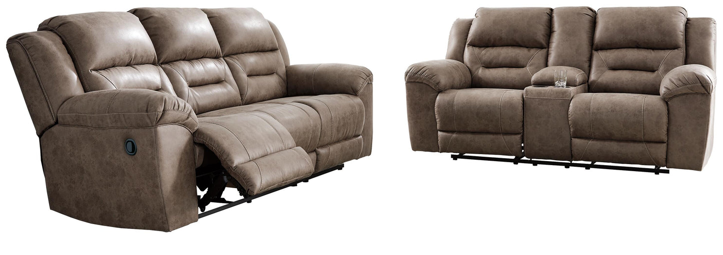 Stoneland Manual Reclining Sofa and Loveseat Set