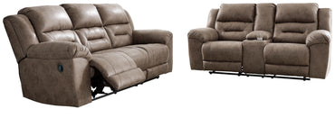 Stoneland Manual Reclining Sofa and Loveseat Set