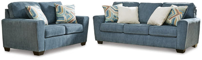 Cashton 2-Piece Sofa and Loveseat - Blue