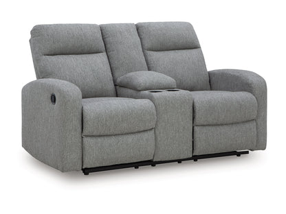 Moreau Place Reclining Loveseat with Console - Sterling