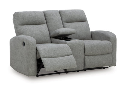Moreau Place Reclining Loveseat with Console - Sterling