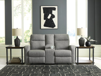 Moreau Place Reclining Loveseat with Console - Sterling