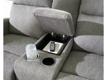Moreau Place Reclining Loveseat with Console - Sterling