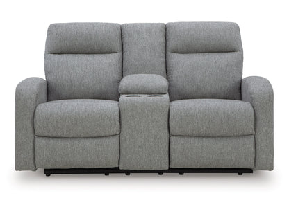 Moreau Place Reclining Loveseat with Console - Sterling