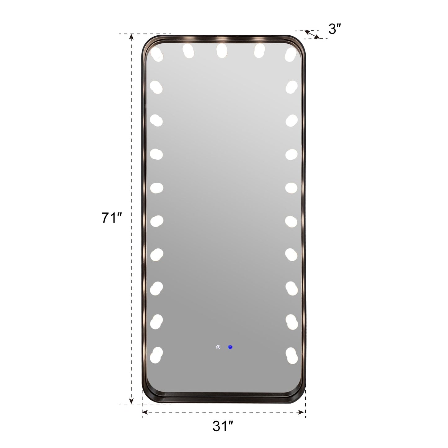 Hollywood 2 (Black) Floor Mirror