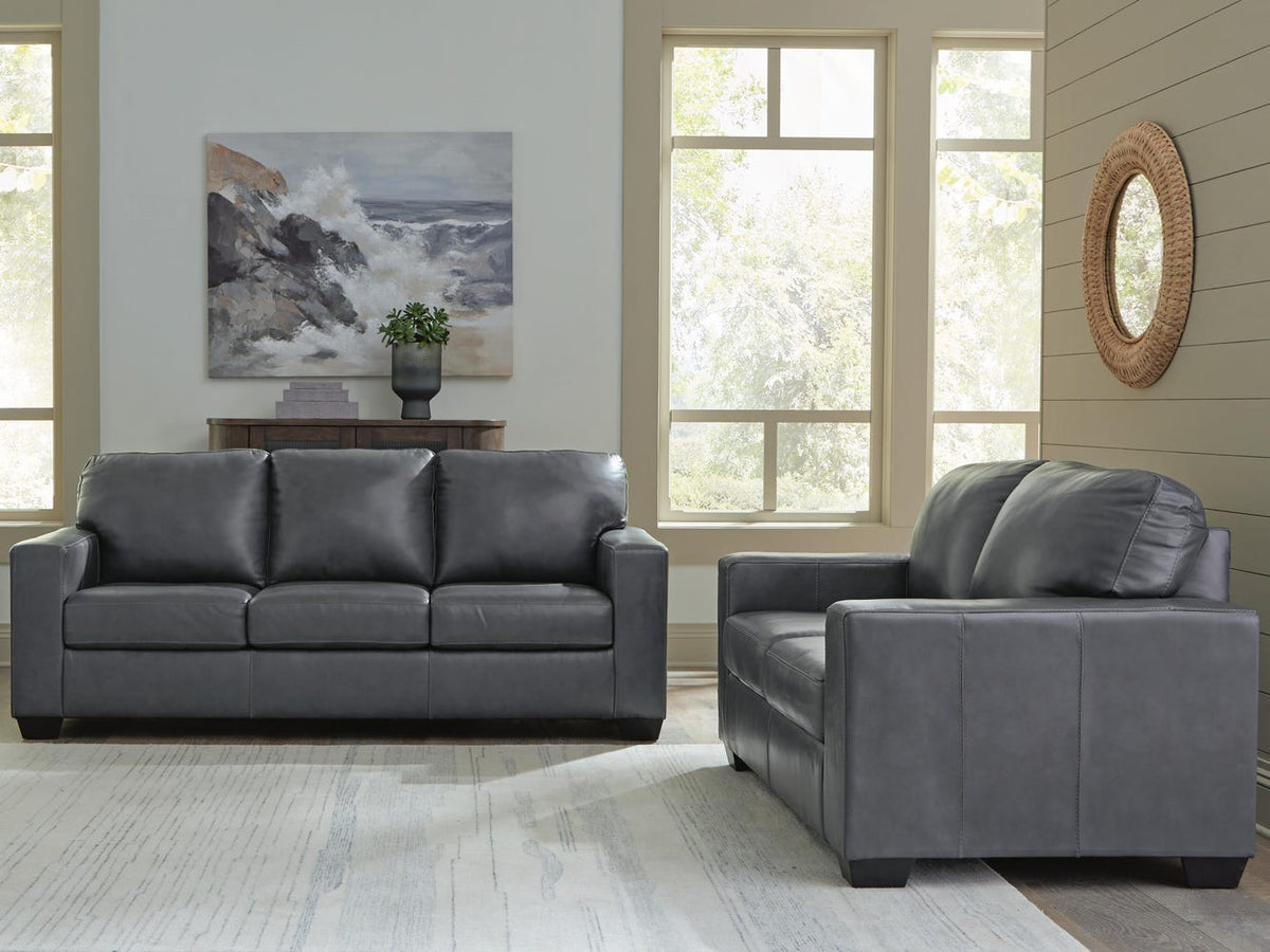 Bolsena 2-Piece Leather Sofa and Loveseat - Admiral