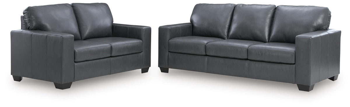 Bolsena 2-Piece Leather Sofa and Loveseat - Admiral