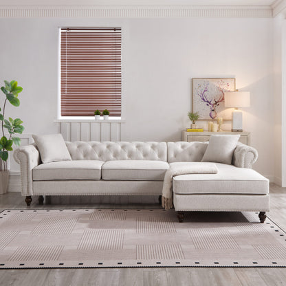 Blake Beige Chesterfield Sectional Sofa