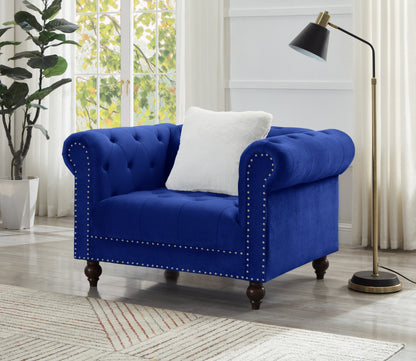 Brooke Navy Blue Velvet Chesterfield Chair