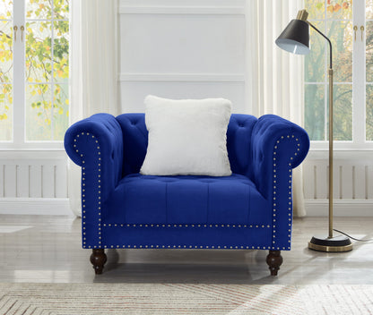 Brooke Navy Blue Velvet Chesterfield Chair