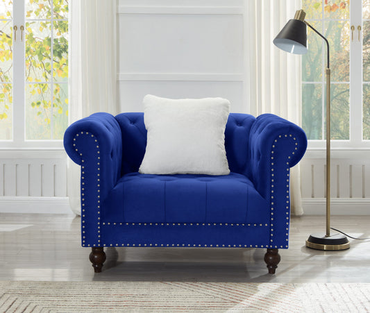 Brooke Navy Blue Velvet Chesterfield Chair