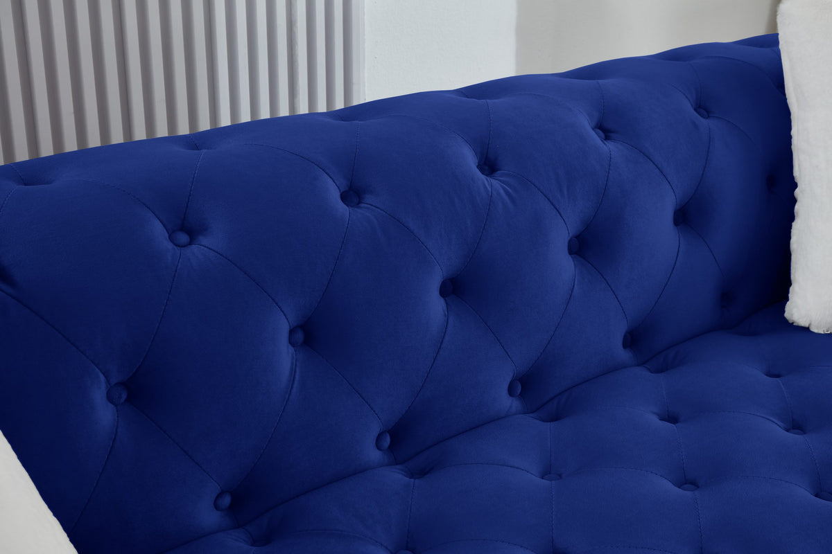Brooke Navy Blue Velvet Chesterfield Chair