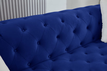 Brooke Navy Blue Velvet Chesterfield 2pc Sofa Set