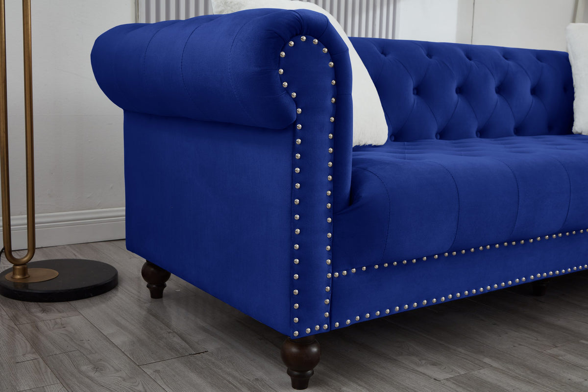 Brooke Navy Blue Velvet Chesterfield Chair