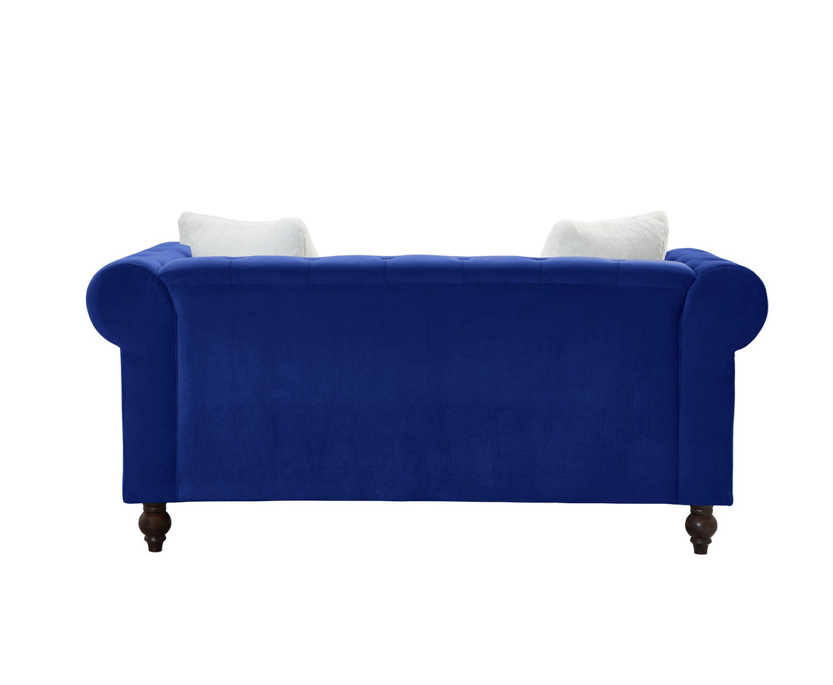 Brooke Navy Blue Velvet Chesterfield Loveseat
