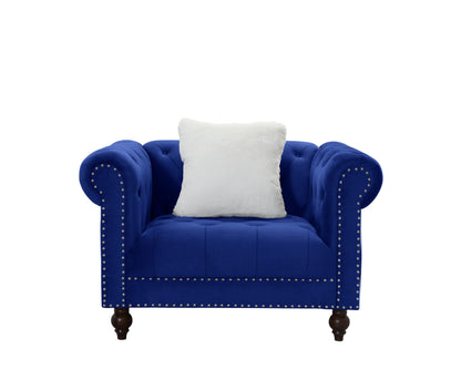 Brooke Navy Blue Velvet Chesterfield 2pc Sofa Set
