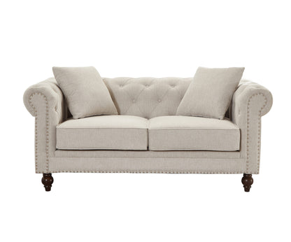 Thomas Beige Chesterfield 2pc Sofa Set