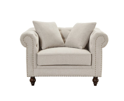 Thomas Beige Chesterfield Chair