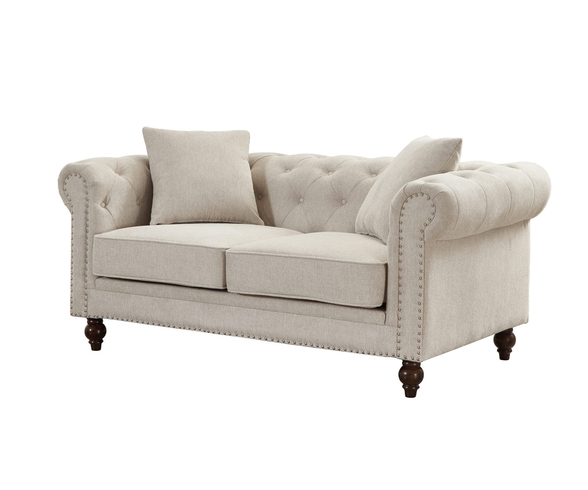 Thomas Beige Chesterfield Loveseat