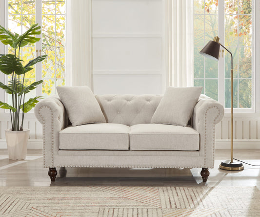 Thomas Beige Chesterfield Loveseat