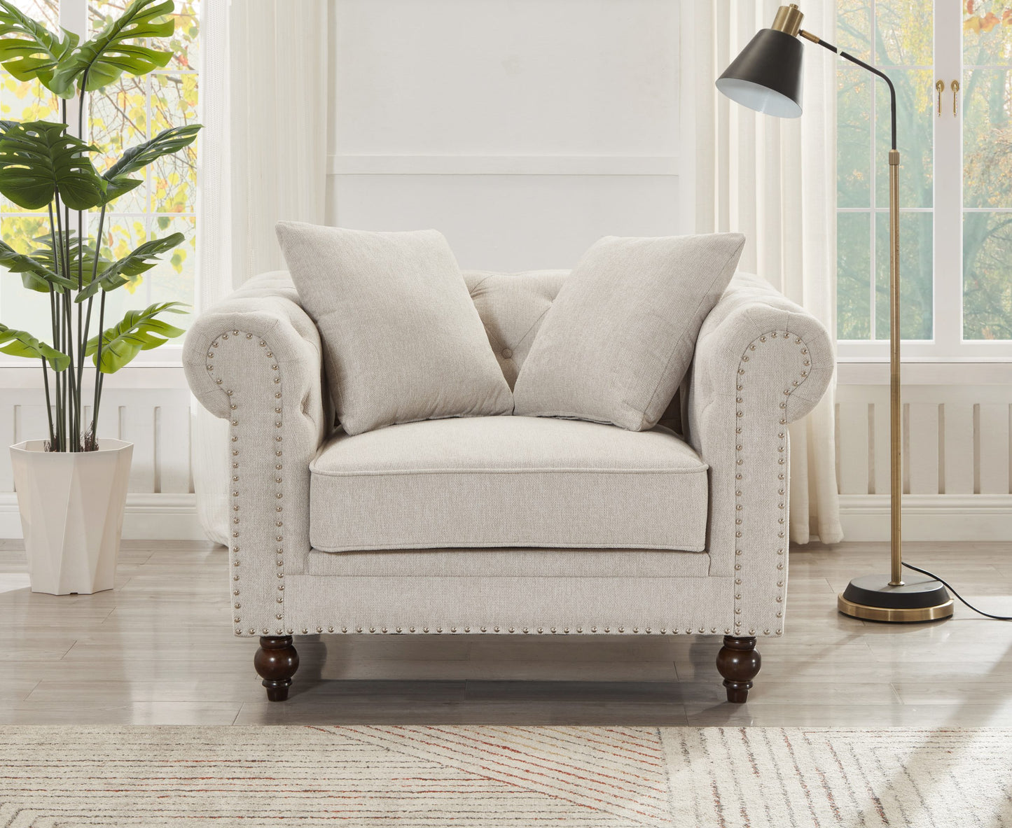 Thomas Beige Chesterfield Chair