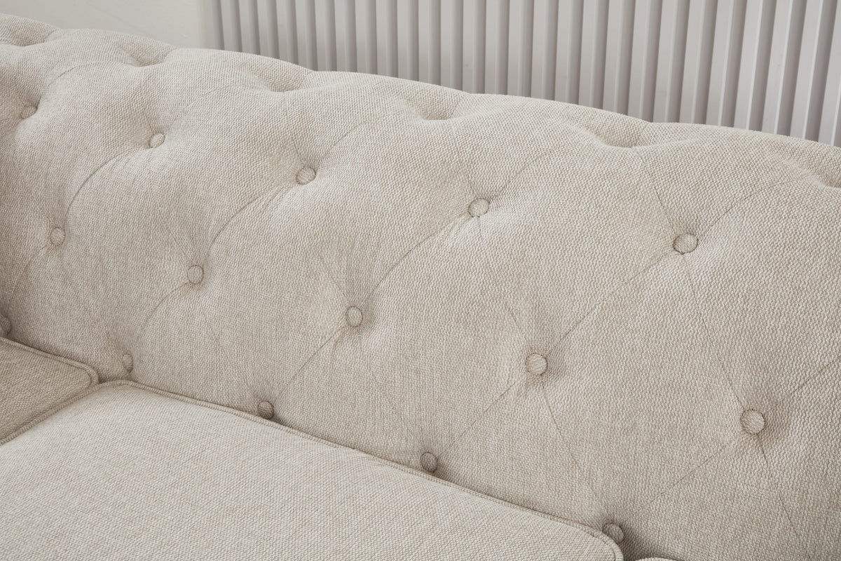 Thomas Beige Chesterfield 2pc Sofa Set