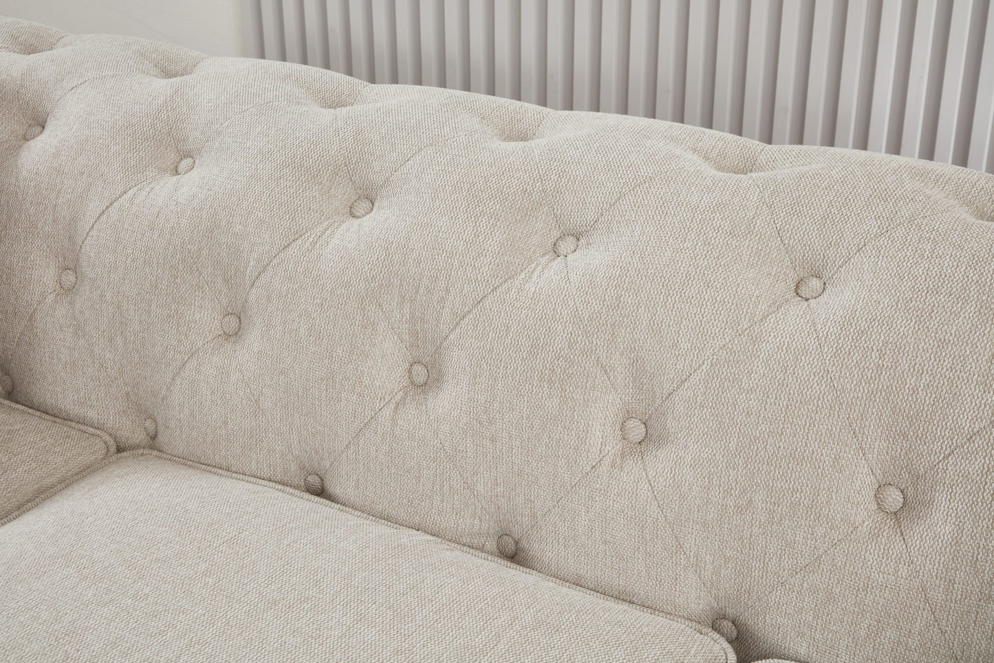 Thomas Beige Chesterfield 2pc Sofa Set