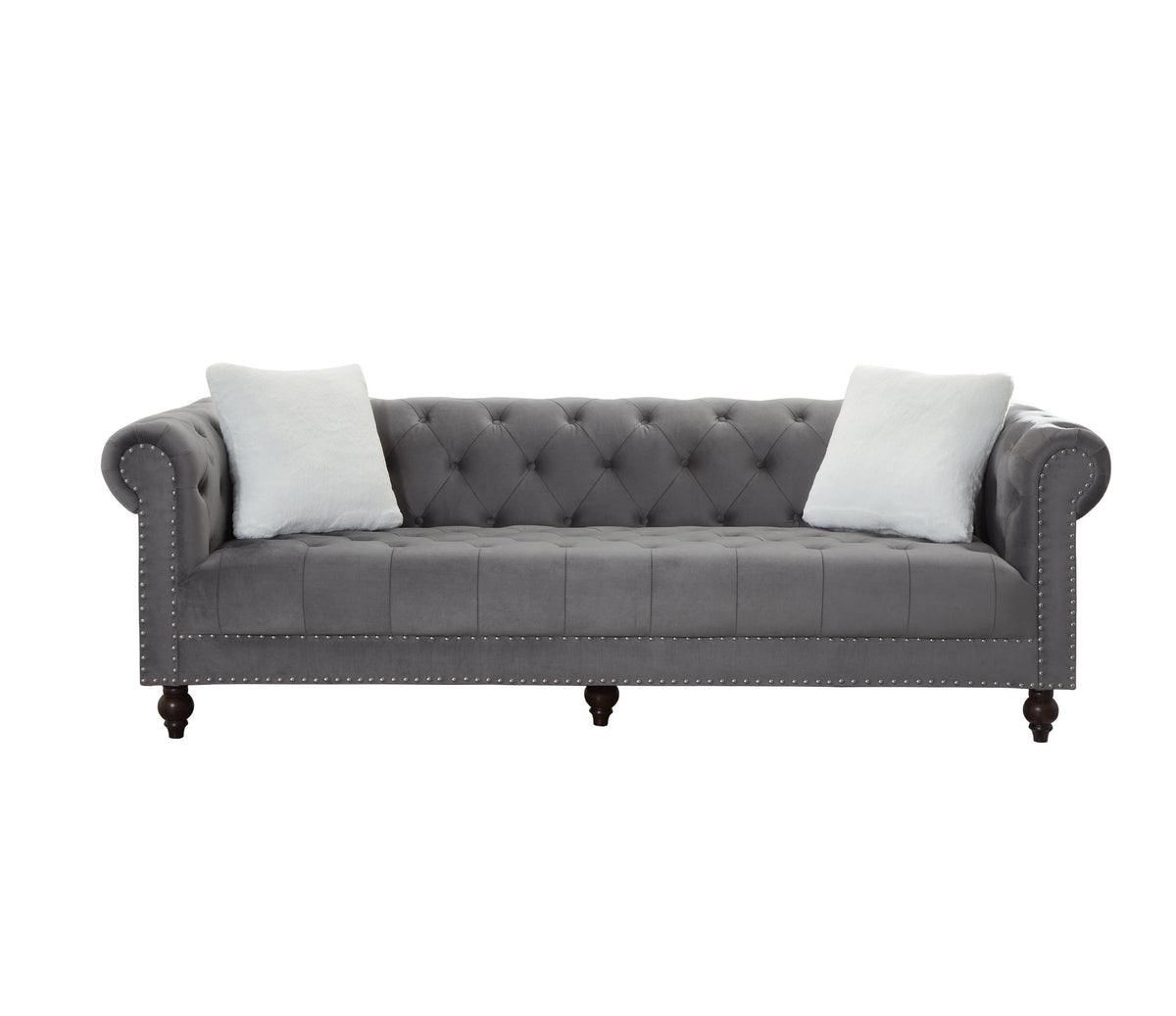 Brooke Gray Velvet Chesterfield Sofa