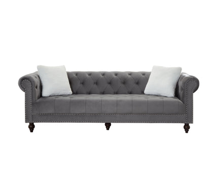 Brooke Gray Velvet Chesterfield Sofa