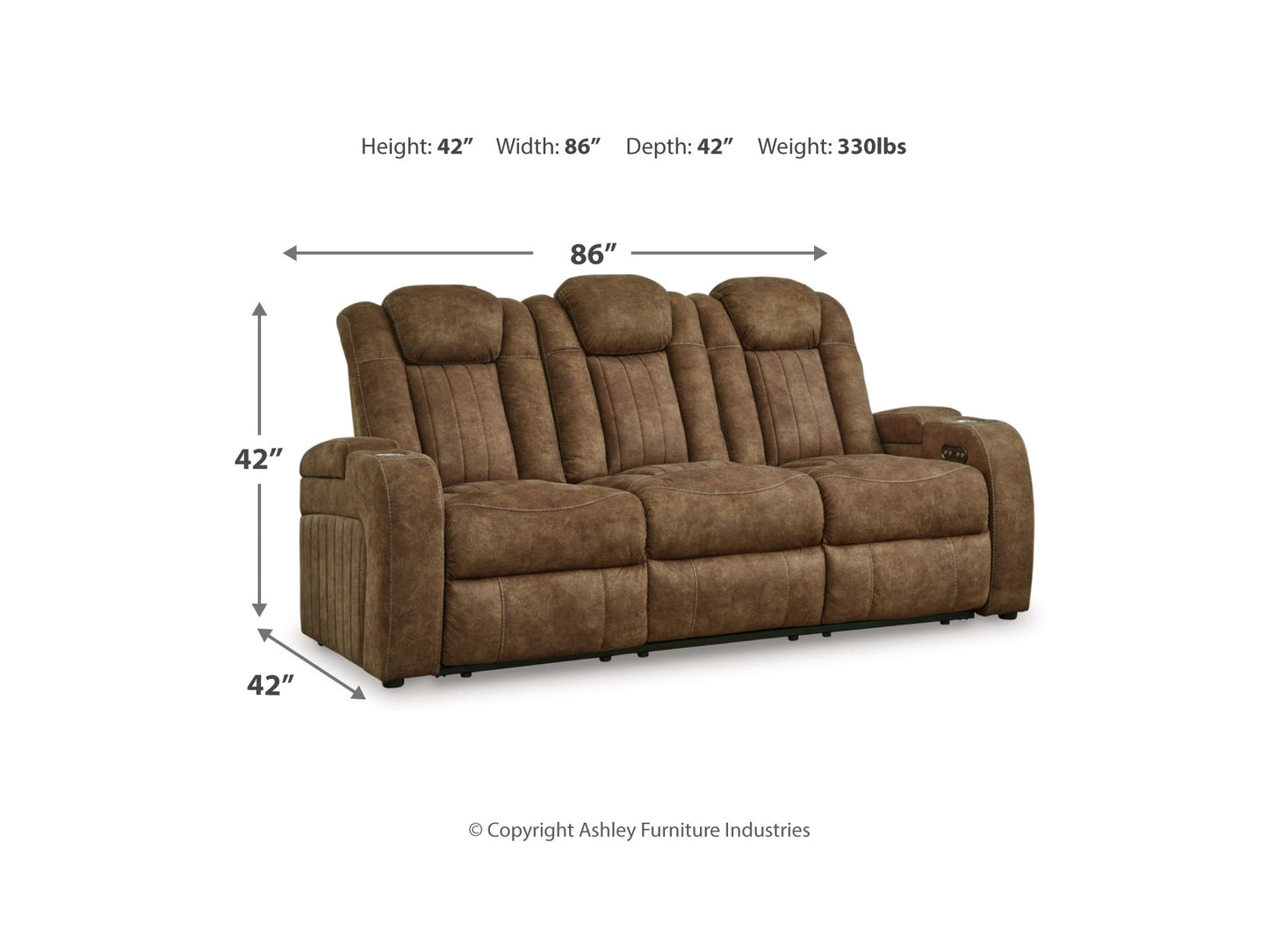 Wolfridge Dual Power Reclining Sofa - Brindle