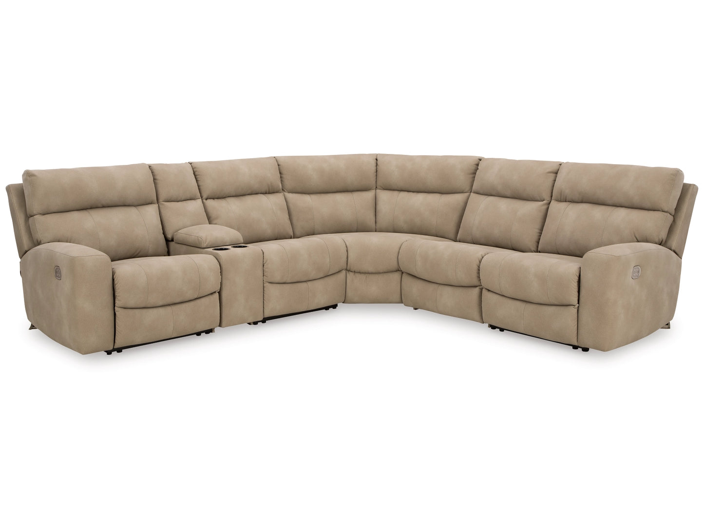 Next-Gen DuraPella Performance Fabric 6-Piece Dual Power Reclining Modular Sectional with Console - Sand