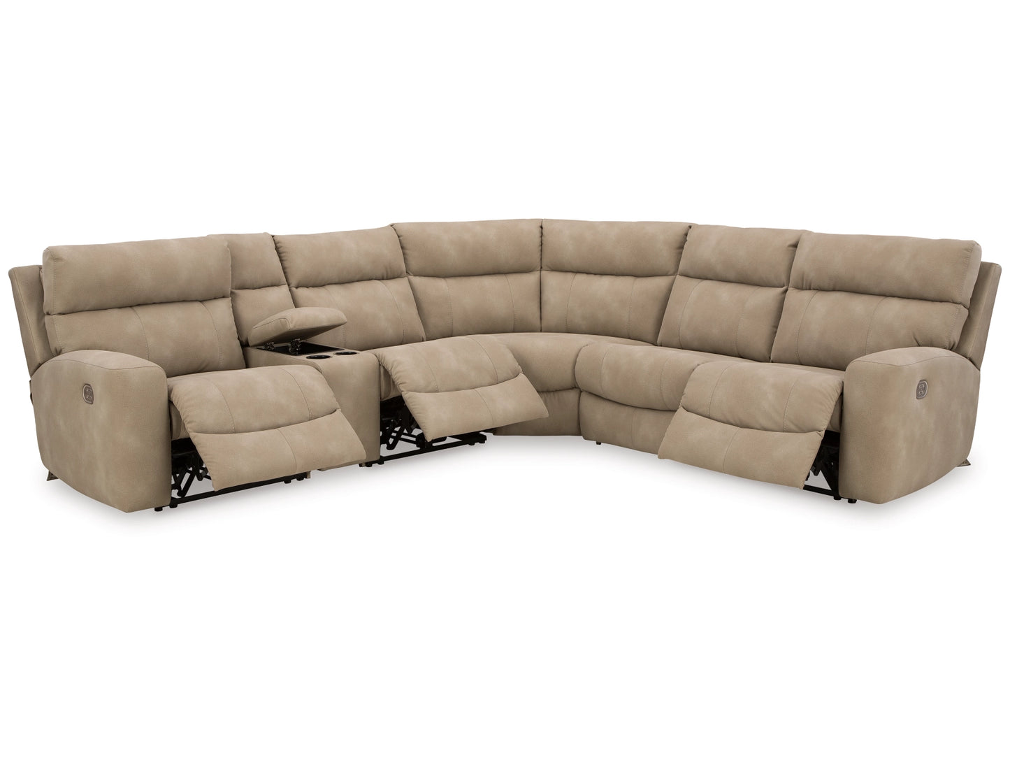 Next-Gen DuraPella Performance Fabric 6-Piece Dual Power Reclining Modular Sectional with Console - Sand
