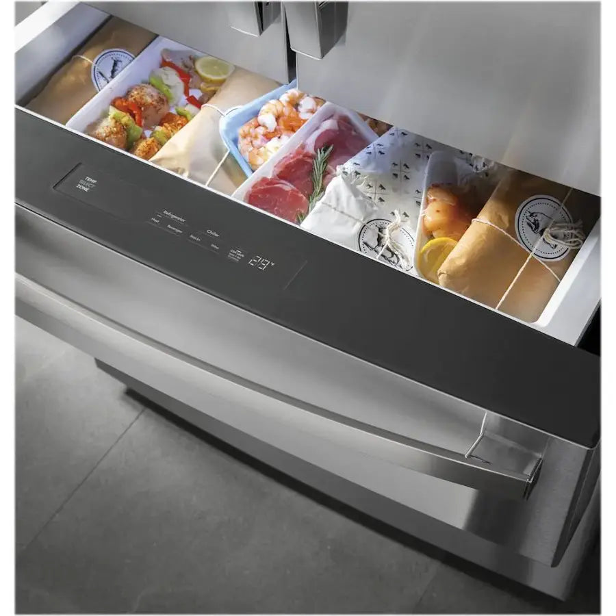GE Profile - 27.9 Cu. Ft. 4-Door French Door Smart Refrigerator with Hands-Free AutoFill - Stainless Steel