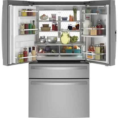 GE Profile - 27.9 Cu. Ft. 4-Door French Door Smart Refrigerator with Hands-Free AutoFill - Stainless Steel