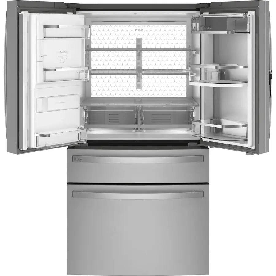 GE Profile - 27.9 Cu. Ft. 4-Door French Door Smart Refrigerator with Hands-Free AutoFill - Stainless Steel