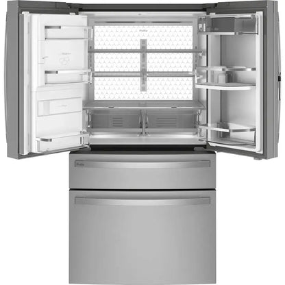 GE Profile - 27.9 Cu. Ft. 4-Door French Door Smart Refrigerator with Hands-Free AutoFill - Stainless Steel