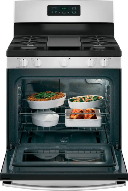 GE - 5.0 Cu. Ft. Freestanding Gas Range - Stainless steel