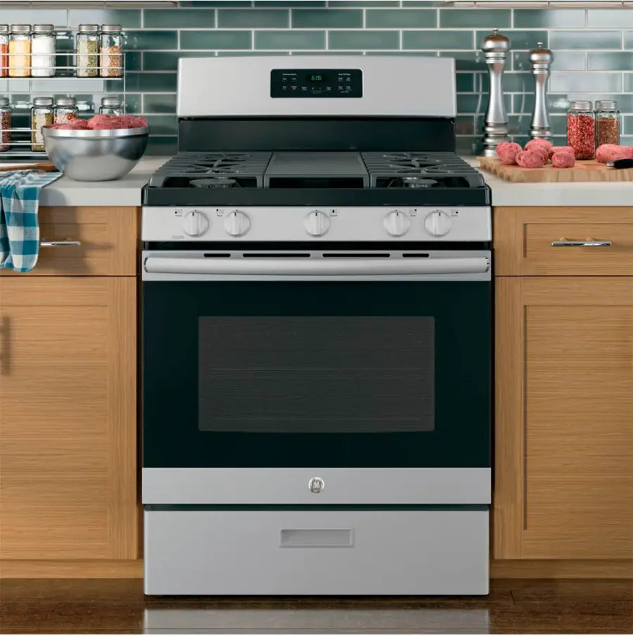 GE - 5.0 Cu. Ft. Freestanding Gas Range - Stainless steel