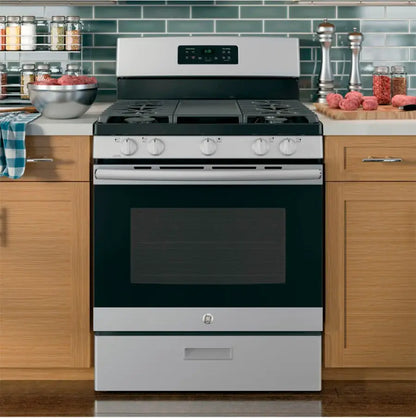 GE - 5.0 Cu. Ft. Freestanding Gas Range - Stainless steel