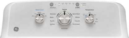 GE - 4.3 Cu. Ft. High-Efficiency Top Load Washer with Cold Plus - White with Silver Matte