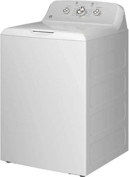 GE - 4.3 Cu. Ft. High-Efficiency Top Load Washer with Cold Plus - White with Silver Matte